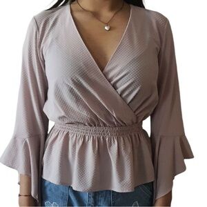 Express XS Bell Sleeve Top-Pink